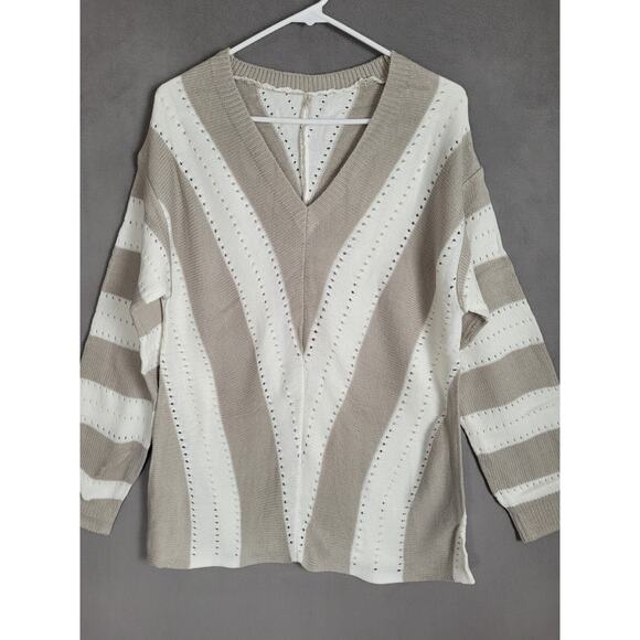 Dokotoo Womens Long Sleeve Striped Color Block Knitted Sweater Pullover Medium - Picture 4 of 9